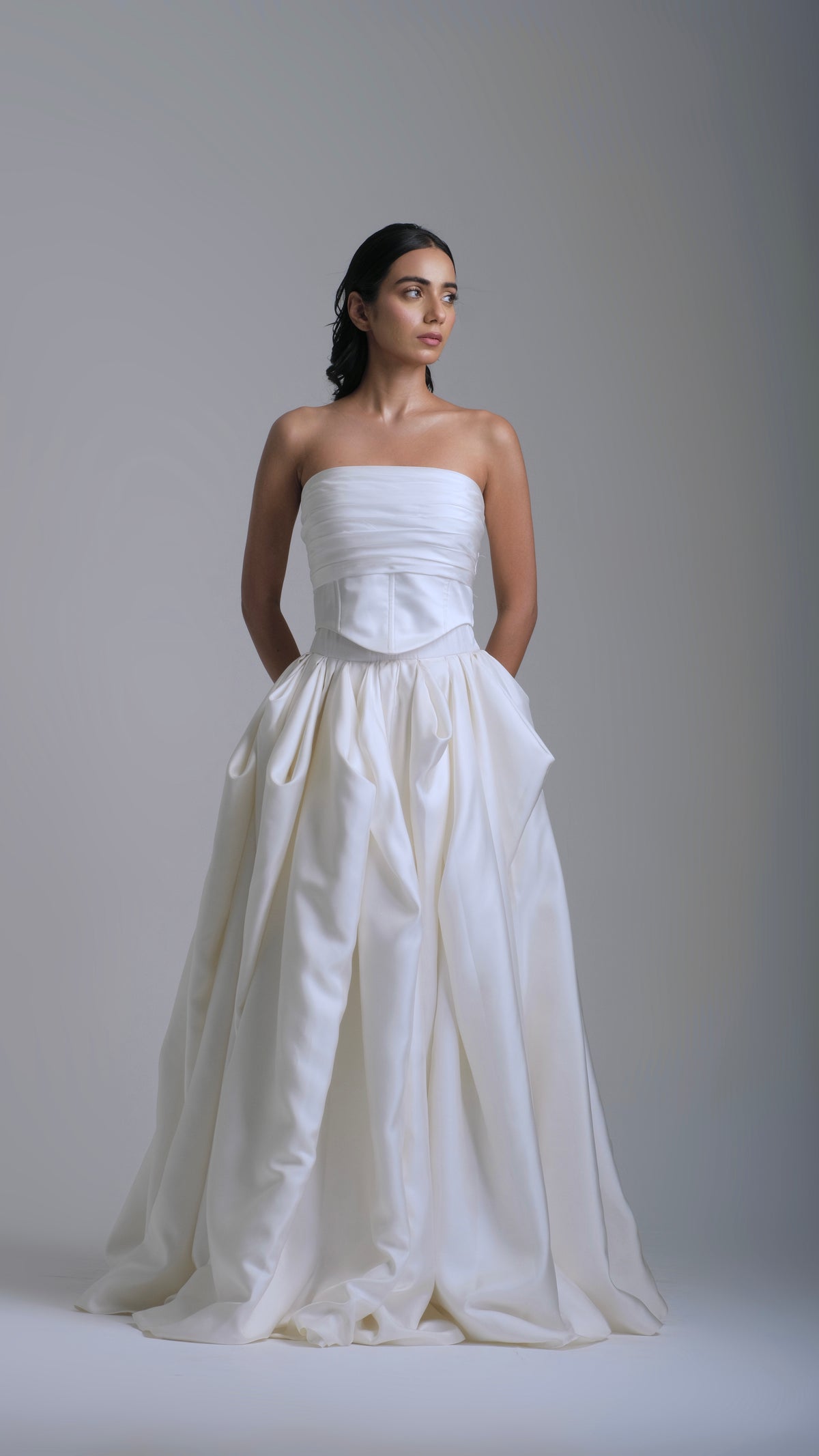 Ivory Sculpted Draped Skirt